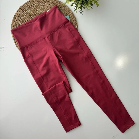 IDEOLOGY Red  7/8‎ Length Leggings Side Pockets Size XS - Picture 1 of 11